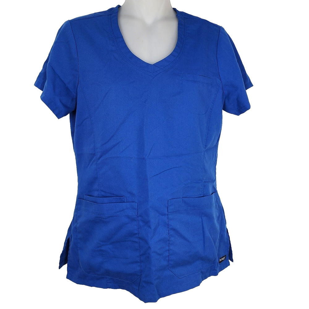 Grey's Anatomy Womens Scrub Top Size XS Classic V Neck 4 Pockets Blue 41460
